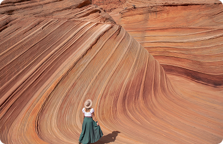Traveler hiking in canyon