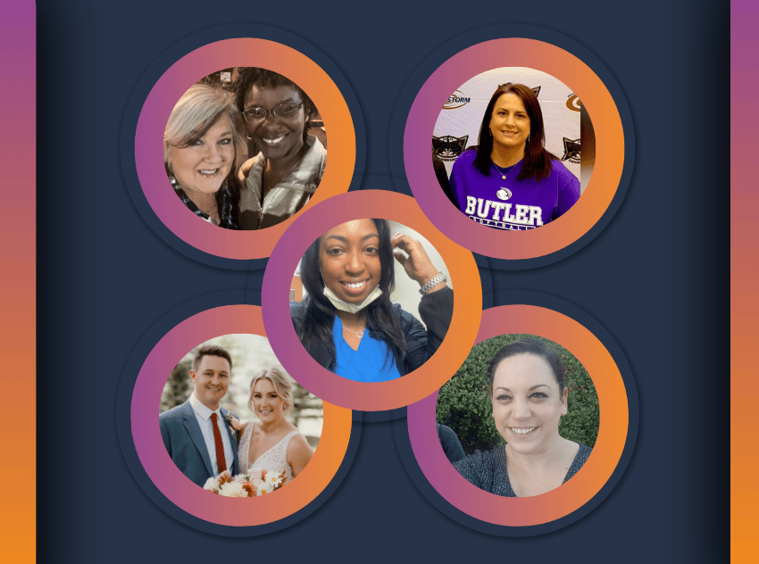 Female and male recruiters featured in circles