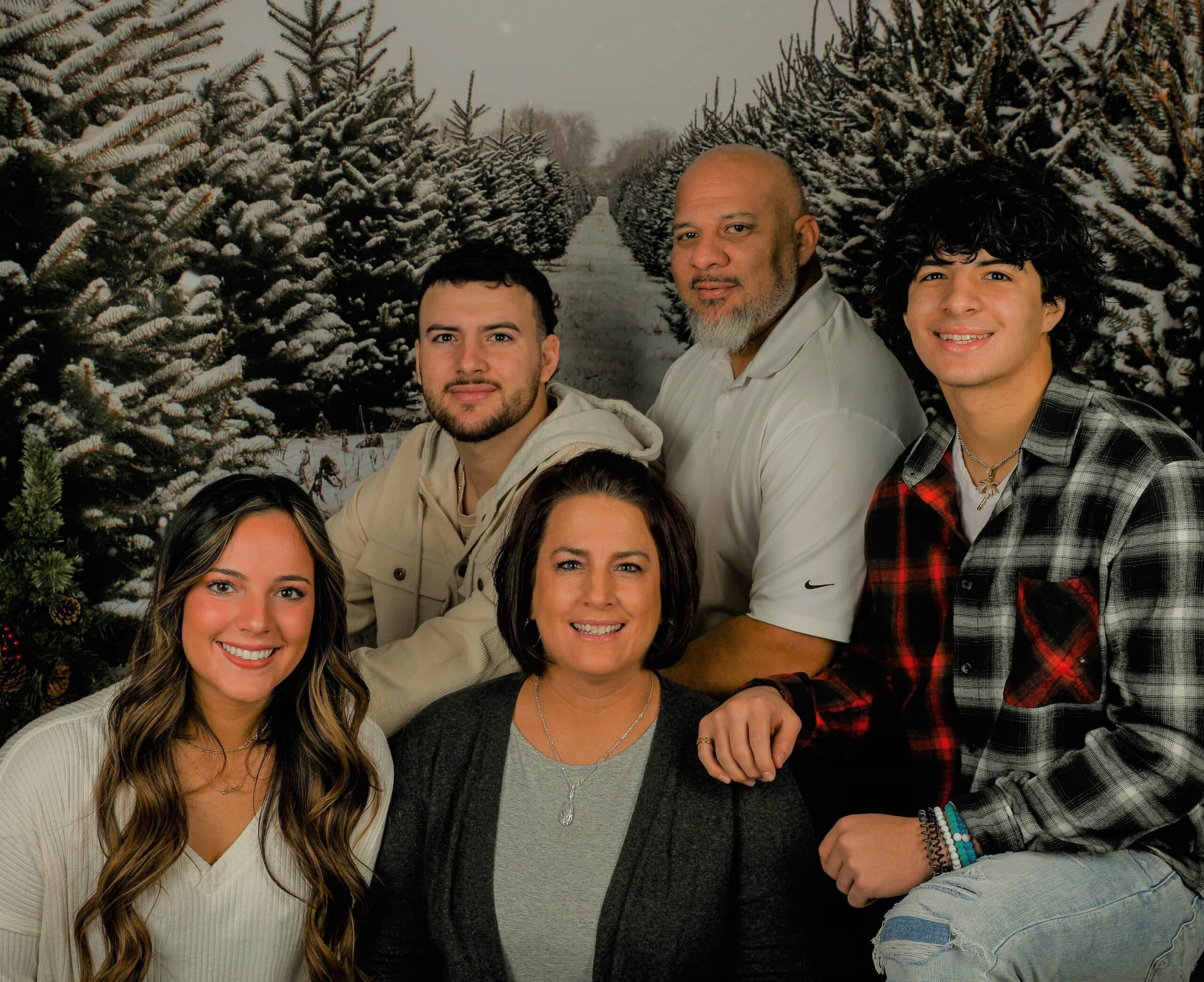 Husband and wife with three kids