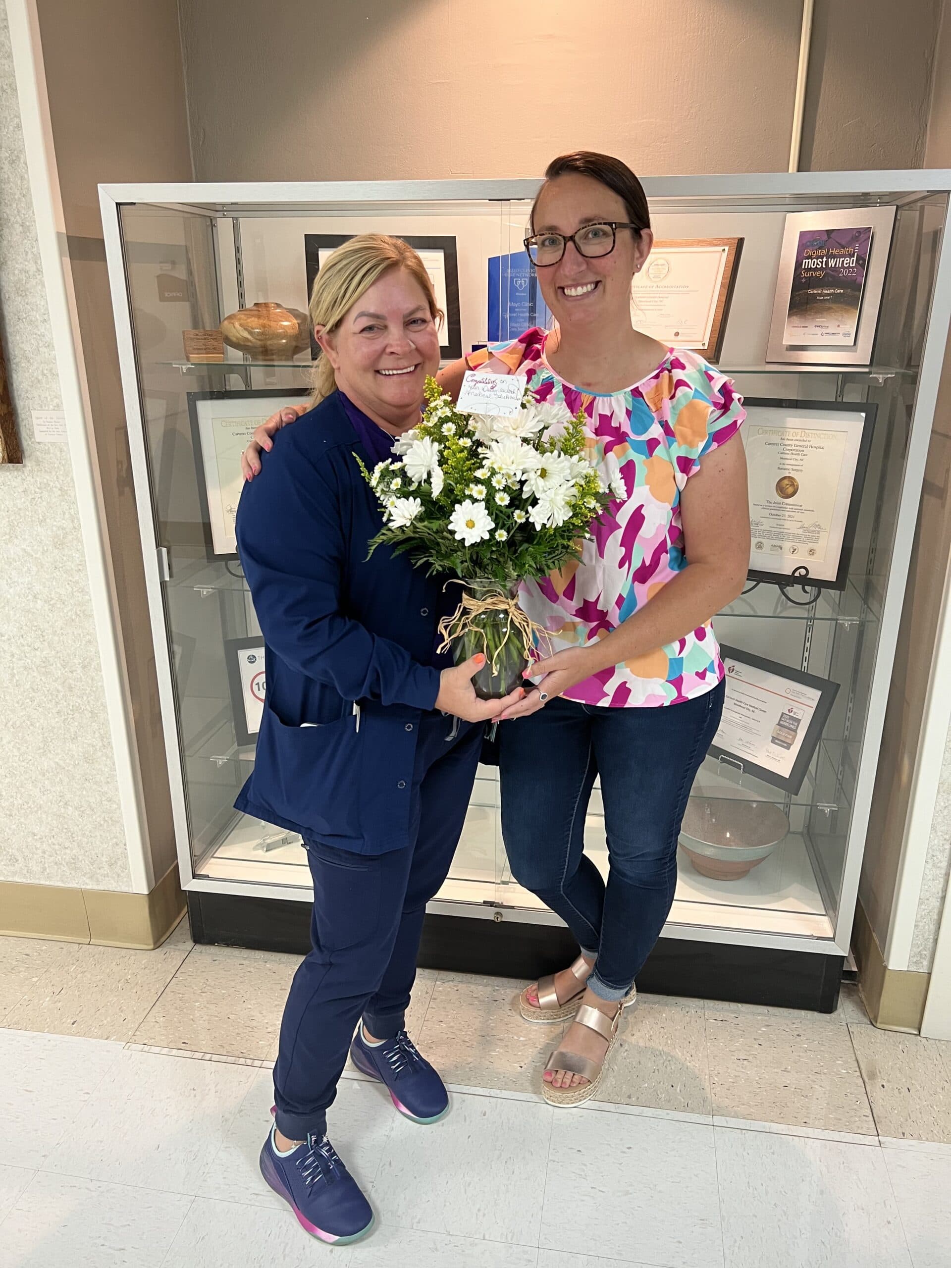 Rhonda Thompkins after receiving Daisy Award.